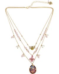 Betsey Johnson - Faux Stone Spring Charm Layered Necklace - Lyst