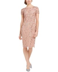 Adrianna Papell Embellished-floral Sheath Dress - Pink