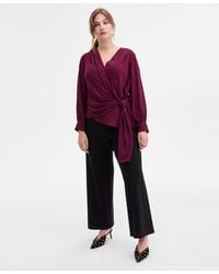 INC International Concepts - Plus Size Asymmetrical Tie-front Blouse - Lyst