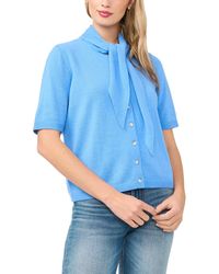 Cece - Tie Neck Front Button Cardigan - Lyst