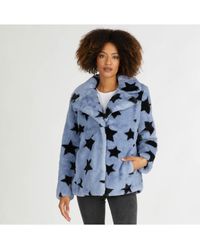 NVLT - Short Pile Faux Fur Star Print Jacket - Lyst