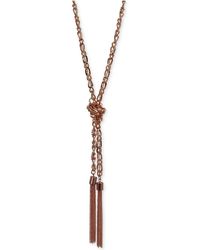 Guess Two-tone Long Knotted Tassel Lariat Necklace - Metallic