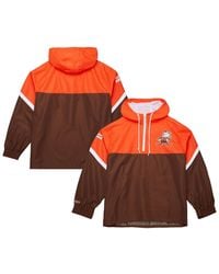 Mitchell & Ness - Orange/brown Cleveland Browns Tie Breaker Vintage Logo Lightweight Anorak Half-zip Windbreaker - Lyst