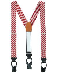 Trafalgar - The Griswold Striped Herringbone Silk Button End Suspenders - Lyst