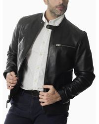 Frye - Classic Leather Cafe Racer Jacket - Lyst