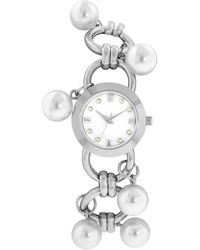 Charter Club Imitation Pearl Silver-tone Link Bracelet Watch 29mm, Created For Macy's - White