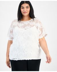 Anne Klein - Plus Size Short-sleeve Lace Blouse - Lyst