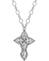 2028 - Pewter Crystal Diamond Shaped Stones Cross 24" Necklace - Lyst