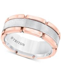 Triton Brushed Comfort-fit Ring In Tungsten Carbide - Pink