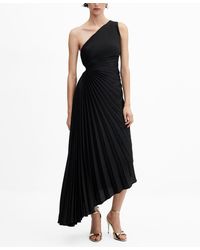 Mango - Asymmetrical Pleated Dress - Lyst