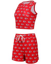 Concepts Sport - 2-piece Kansas City Chiefs Gauge Allover Print Cropped Tank Top And Shorts Sleep Set - Lyst