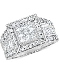 Macy's - Diamond Square Halo Cluster Engagement Ring (1-1/2 Ct. T.w. - Lyst