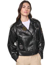 DKNY - Faux Leather Collared Zip-front Jacket - Lyst