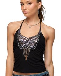 Edikted - Butterfly Bead And Sequin Halter Top - Lyst