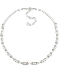 Anne Klein - Silver-tone Baguette Cubic Zirconia Collar Necklace - Lyst