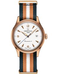 Certina - Swiss Automatic Ds Blue & Orange Stripe Synthetic Strap Watch 41mm - Lyst
