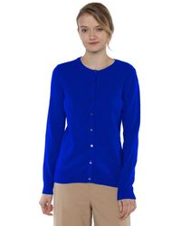 Jennie Liu - 100% Cashmere Button Front Long Sleeve Crewneck Cardigan Sweater - Lyst
