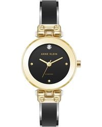 Anne Klein - Quartz Round Diamond Dial Alloy Metal And Enamel Bangle Watch 28mm - Lyst