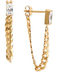 Giani Bernini - Cubic Zirconia Chain Front & Back Earrings In 18k Gold-plated Sterling Silver, Created For Macy's - Lyst