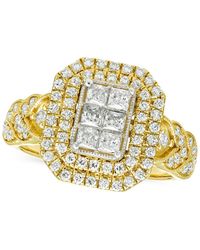 Macy's - Diamond Emerald Shaped Double Halo Cluster Ring (1 Ct. T.w. - Lyst