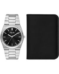 Folio - Quartz Three-hand Silver Alloy Watch Set - Lyst