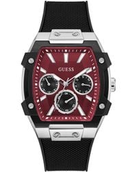 Guess - Silver-tone Silicone Multi-function Watch - Lyst