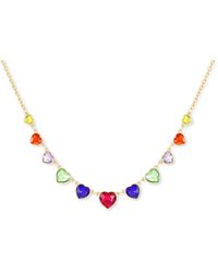 Guess Gold-tone Rainbow Pride Heart Statement Necklace, 16" + 2" Extender - Metallic