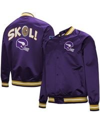 Mitchell & Ness - Minnesota Vikings Vintage Double Down Satin Raglan Full-snap Jacket - Lyst