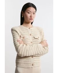 Karen Millen - Textured Military Trim Knit Jacket - Lyst