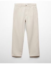 Mango - Relaxed Fit Linen Blend Pleated Trousers - Lyst