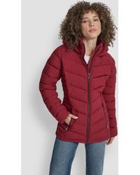 DKNY - Chevron-quilted Full-zip Puffer Jacket - Lyst