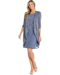 R & M Richards - 2.piece Metallic Print Open-front Jacket & Scoop-neck Necklace Dress - Lyst