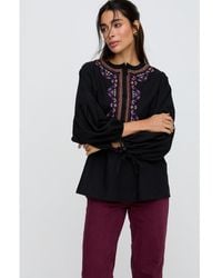 Raffya - Anai Half Placket Embroidered Blouse - Lyst