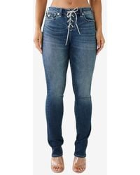 True Religion - Billie Lace Up Crystal Flap Straight Jeans - Lyst