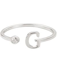 Adornia - Silver Adjustable Cz Initial Ring - Lyst