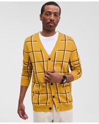 Club Room - Cotton Windowpane-plaid Cardigan Sweater - Lyst