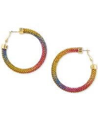 Guess - Tone Pave Crystal Ombre Rainbow Sparkle Hoop Earrings - Lyst