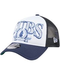 KTZ - White/navy Chicago Cubs Distressed 9forty A-frame Adjustable Trucker Hat - Lyst
