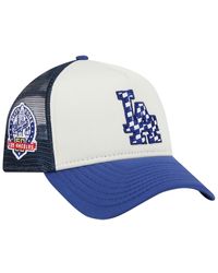 KTZ - White/royal Los Angeles Dodgers Checkered Flag A-frame Trucker 9forty Adjustable Hat - Lyst