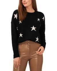 Vince Camuto - Cozy Crewneck Star-print Dropped-shoulder Sweater - Lyst