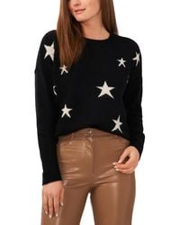 Vince Camuto - Cozy Crewneck Star-print Dropped-shoulder Sweater - Lyst