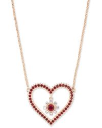Marchesa - Gold-tone Color Crystal Heart Pendant Necklace - Lyst