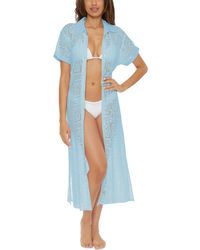 Becca - Gauzy Cotton Lace Shirtdress Swim Cover-up - Lyst