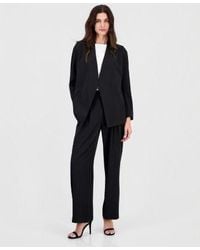 Anne Klein - Stretch Collarless Open Front Jacket Pull On High Rise Pleated Pants - Lyst