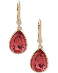 DKNY - Gold-tone Tear-shape Color Crystal Drop Earrings - Lyst