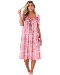 Only Neccessities - Only Necessities Plus Size Short Silky Lace-trim Gown - Lyst