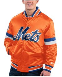 Starter - Distressed New York Mets Home Game Satin Full-snap Varsity Jacket - Lyst