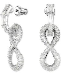 Swarovski - Rhodium-plated Mixed Crystal Infinity Charm Hoop Earrings - Lyst