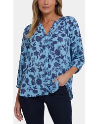 NYDJ - Pintuck Split Neck Top - Lyst