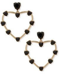 Karl Lagerfeld - Stone Heart Drop Earrings - Lyst